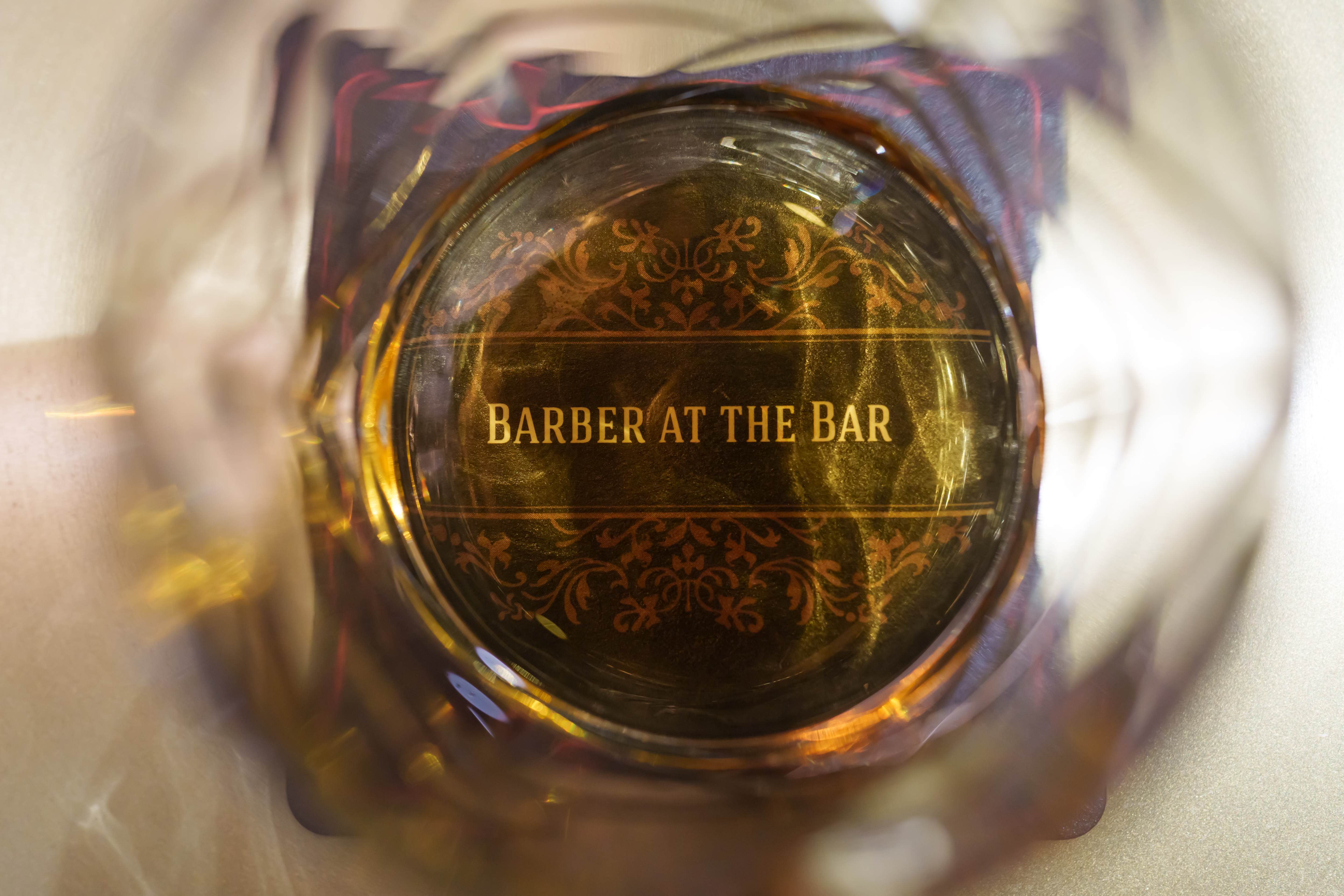 Branded Barber at the Bar whiskey glass