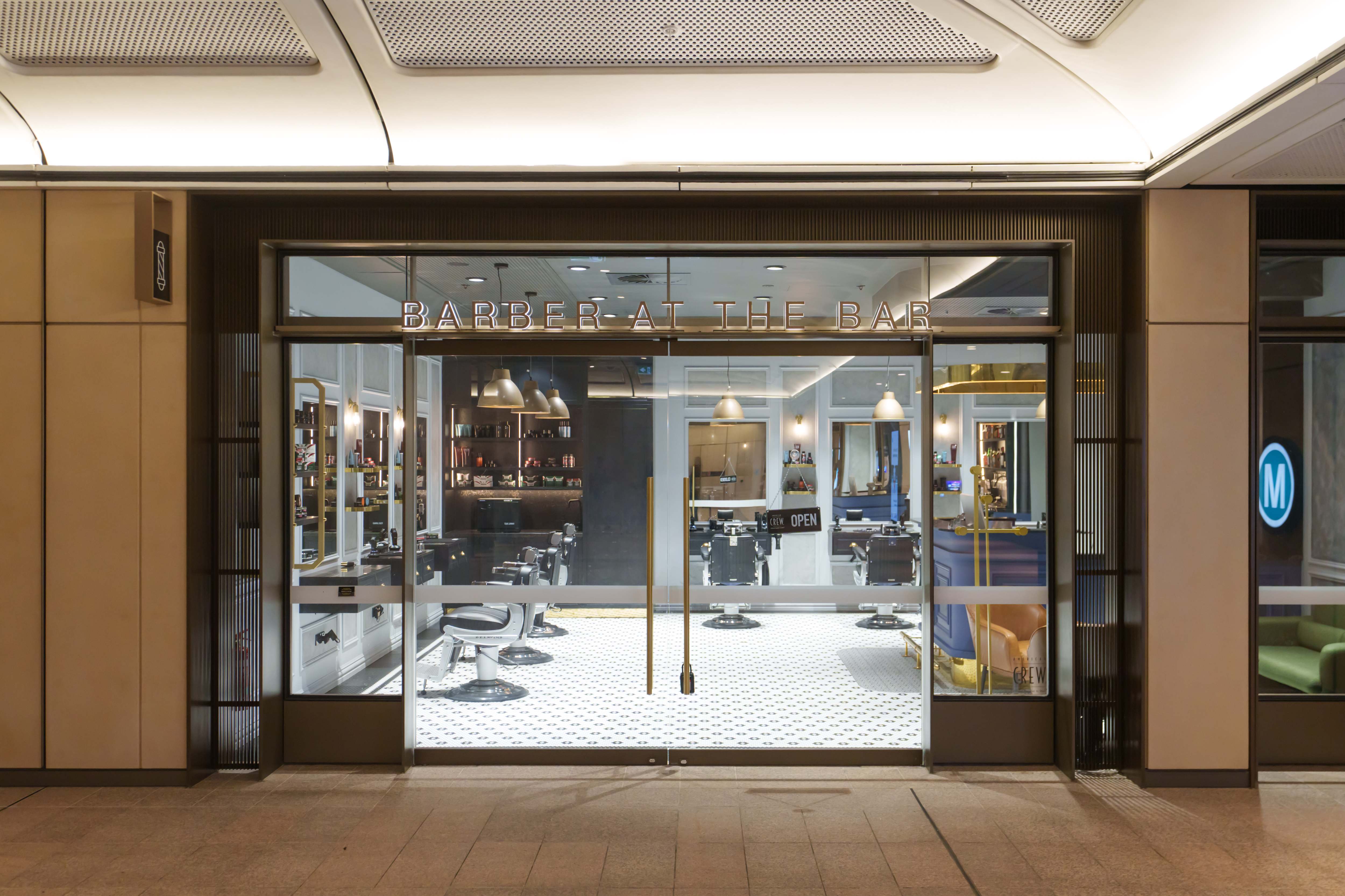 Barber at the Bar storefront entrance